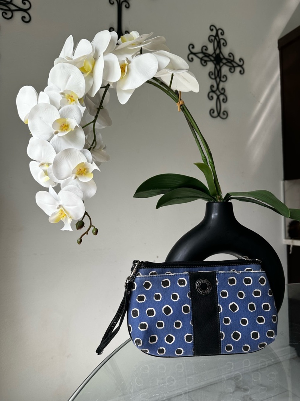 Coach Blue Polka Dot Wristlet Clutch